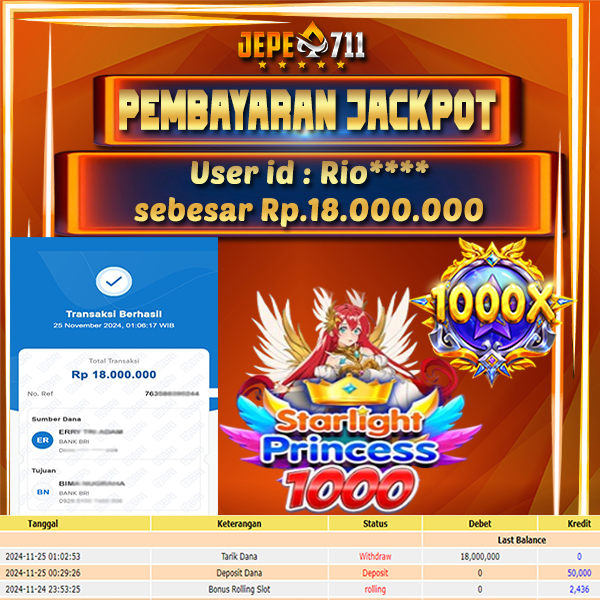 PEMBAYARAN KEMENANGAN RP.18,000,000,- TANGGAL 25 November 2024